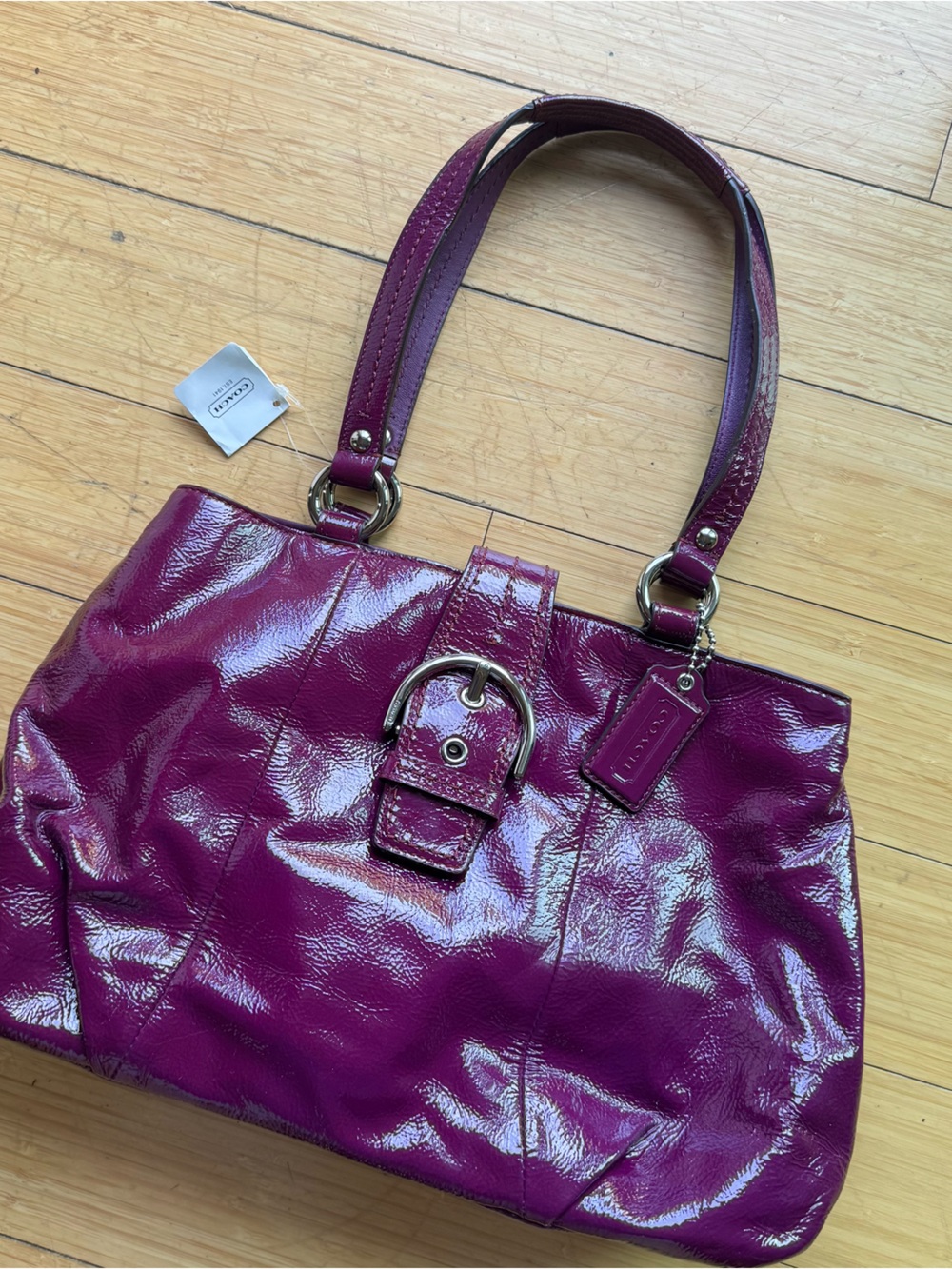 Coach Patent Shoulder Bag in Plum
